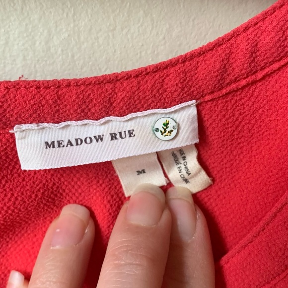 Anthro Meadow Rue pom hem crochet front top - Picture 3 of 8